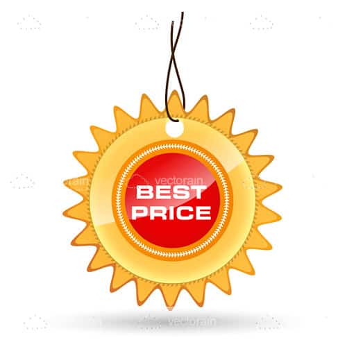 Round Best Price Tag with Spiked Border